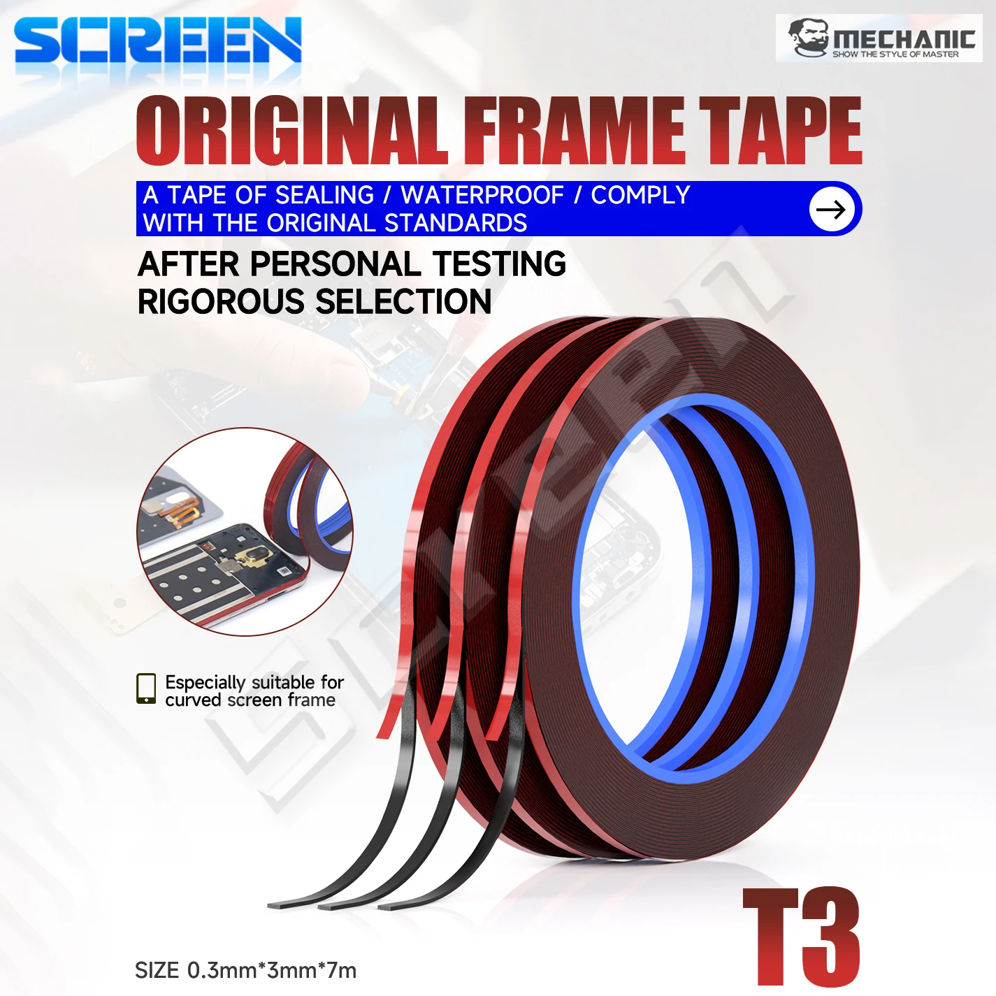 Rubber Cleaner Foam - MECHANIC T3 3mm Edge Screen Frame