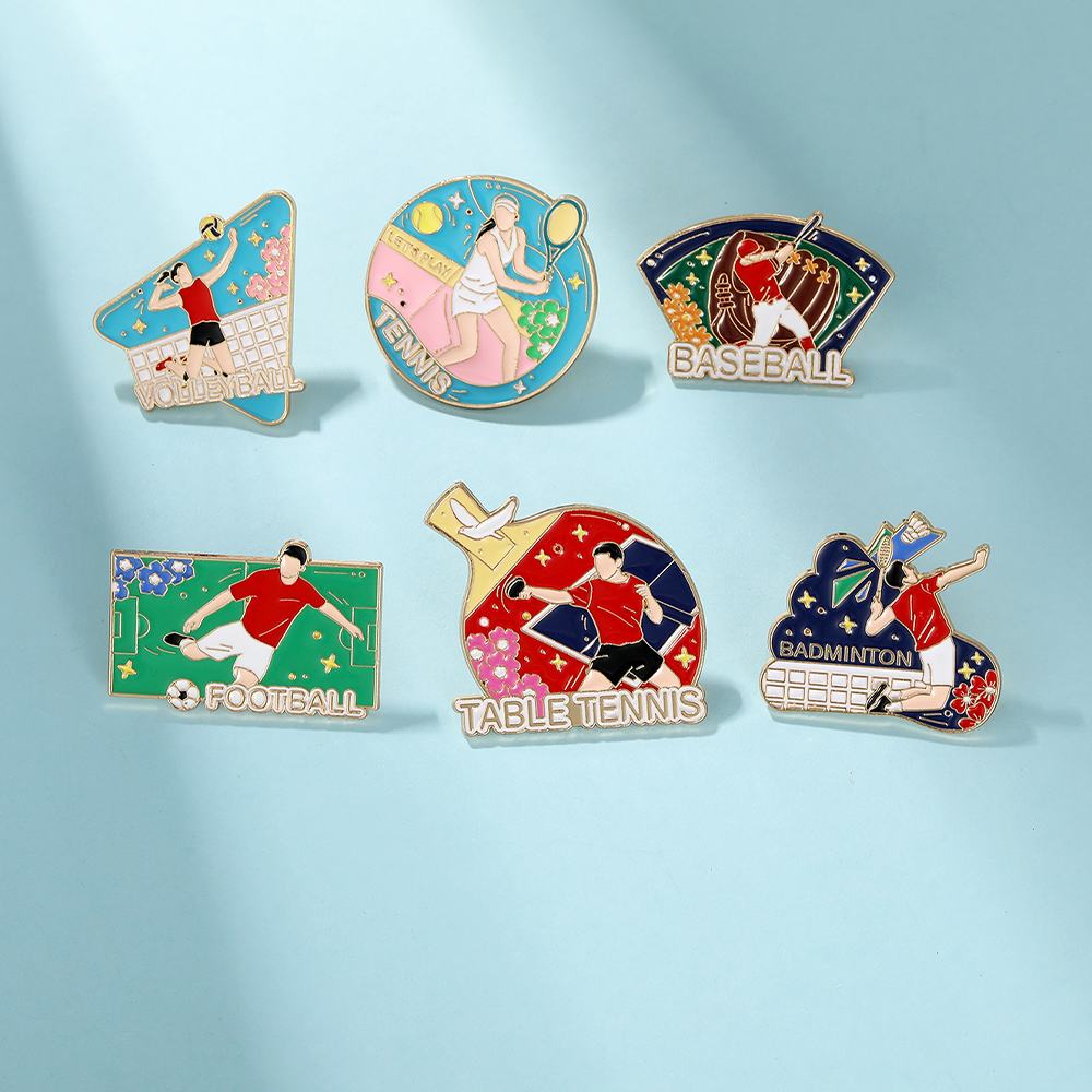 Table Tennis Movie - Statement Sports Theme Enamel Pins Volleyball