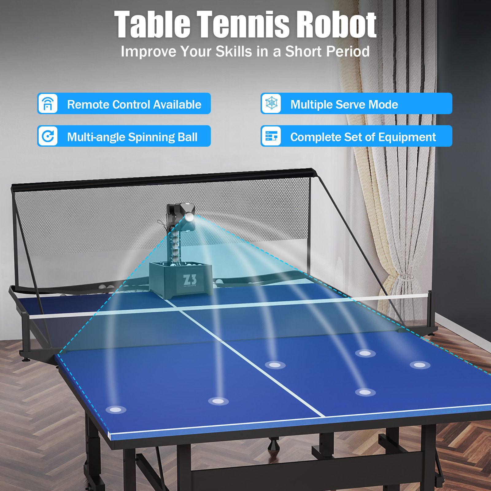 Table Tennis Robot with Net&10 - Table Tennis Gun ulasan dan harga