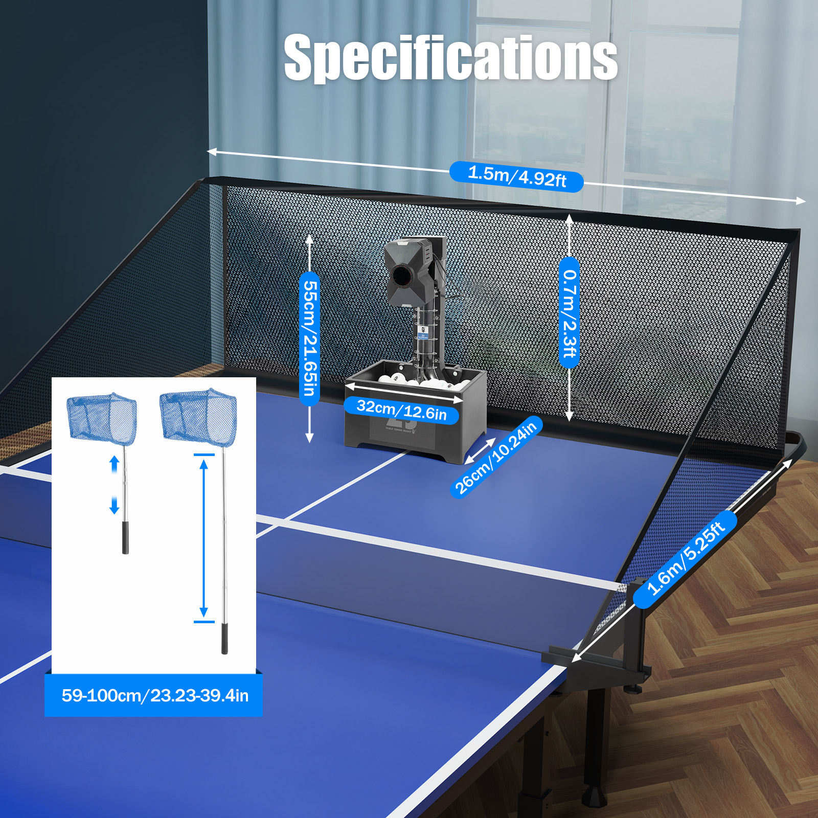 Table Tennis Robot with Net&10 - Table Tennis Gun ulasan dan harga