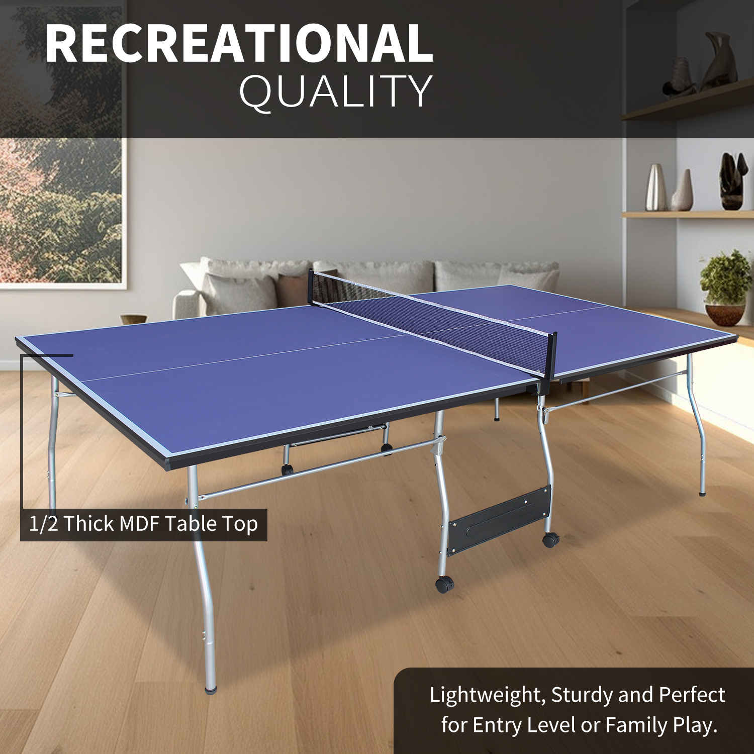 8 x 4.5 ft Blue Foldable Table - Table Tennis Net Set ulasan dan harga