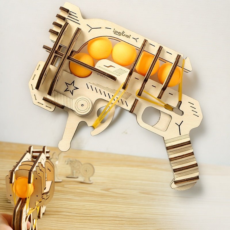 Wooden DIY Assembled Rubber Ba - Table Tennis Gun ulasan dan harga