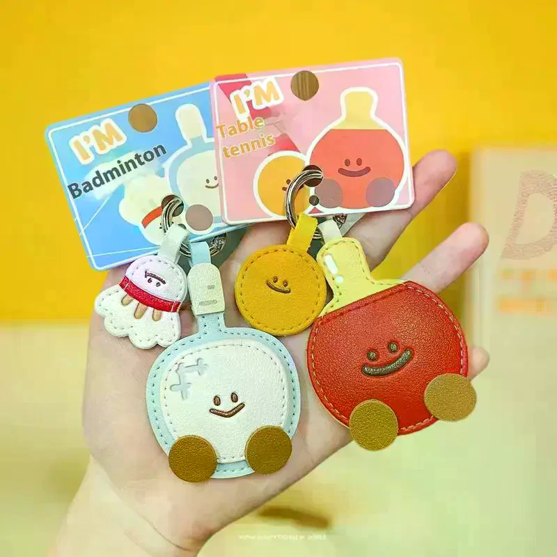 Cute Cartoon Leather Racket St - Table Tennis Keychain ulasan dan harga