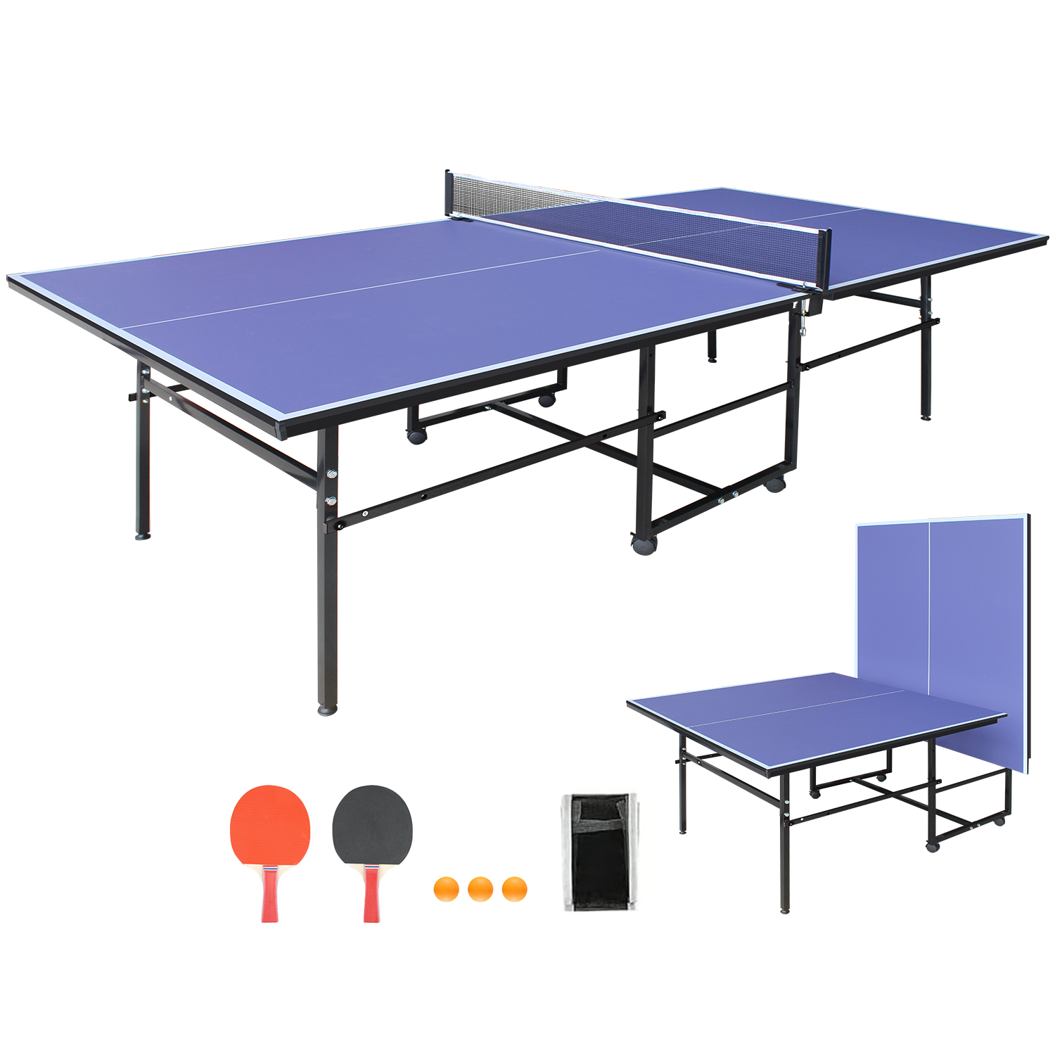 9 x 4.1 ft Blue Foldable Table - Table Tennis Net Set ulasan dan harga